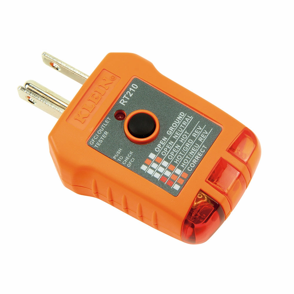 Klein Tools RT210 GFCI Receptacle Tester for North American AC Electrical Outlet Receptacles