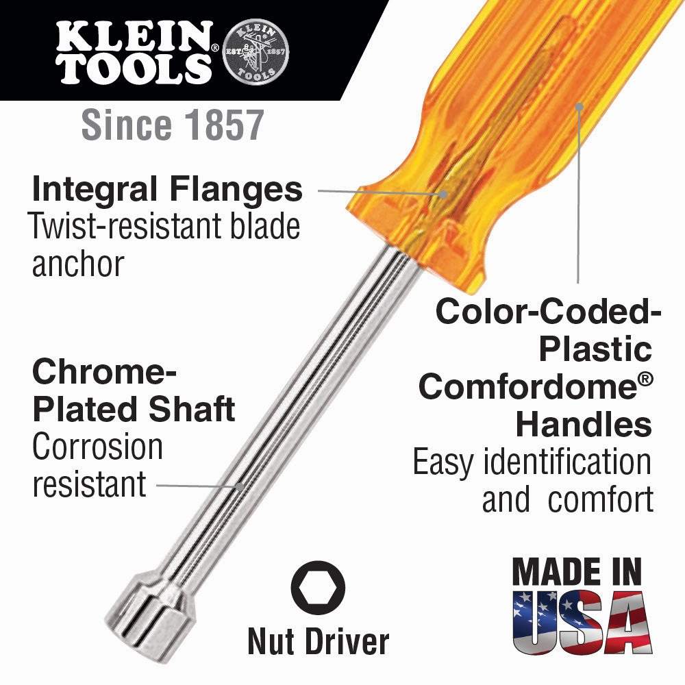 Klein Tools S126 3/8" x 9.6" Individual Nut Driver 6" Shank
