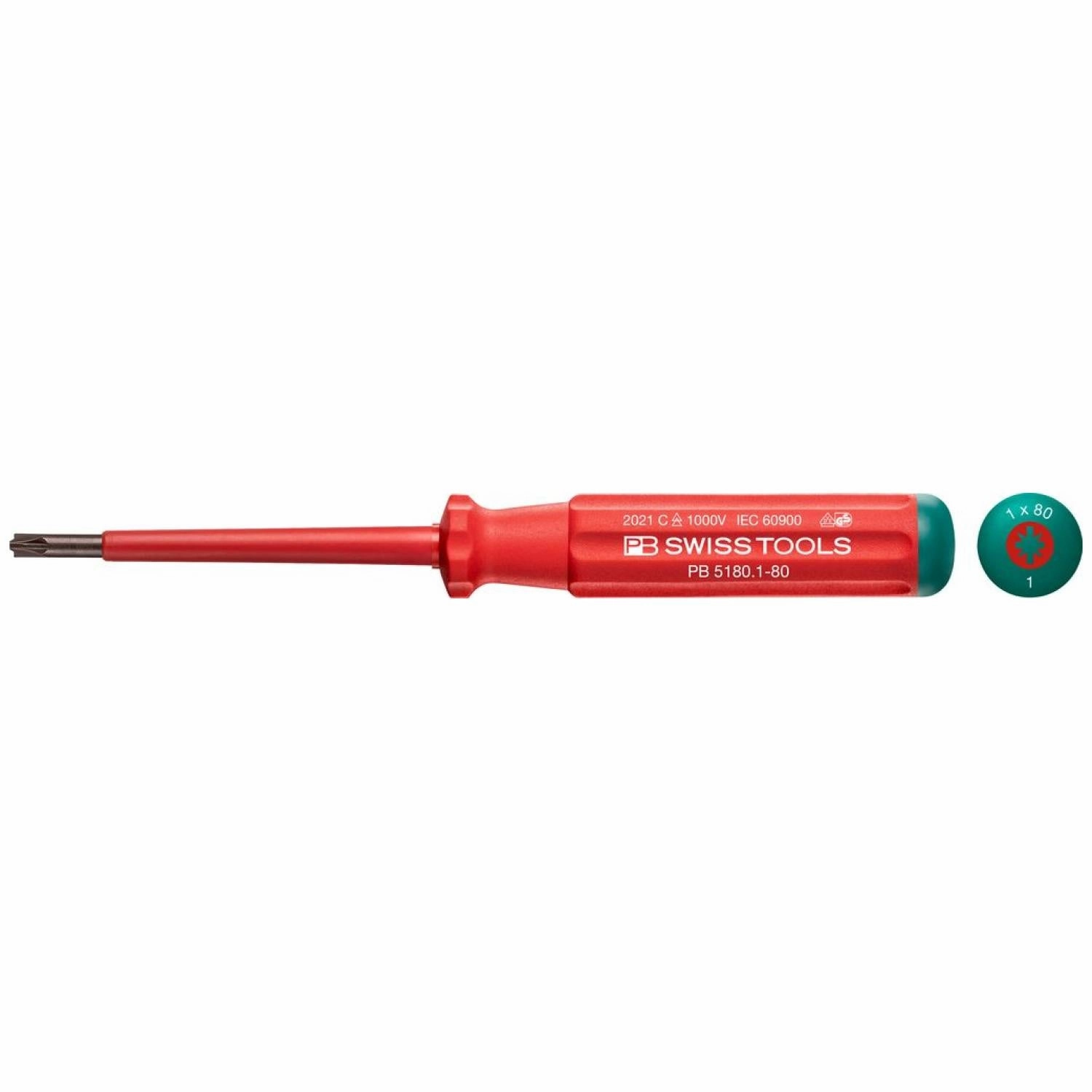 PB Swiss  PB 5180.1-80 Screwdriver Pozidriv PZ1/SL 80mm