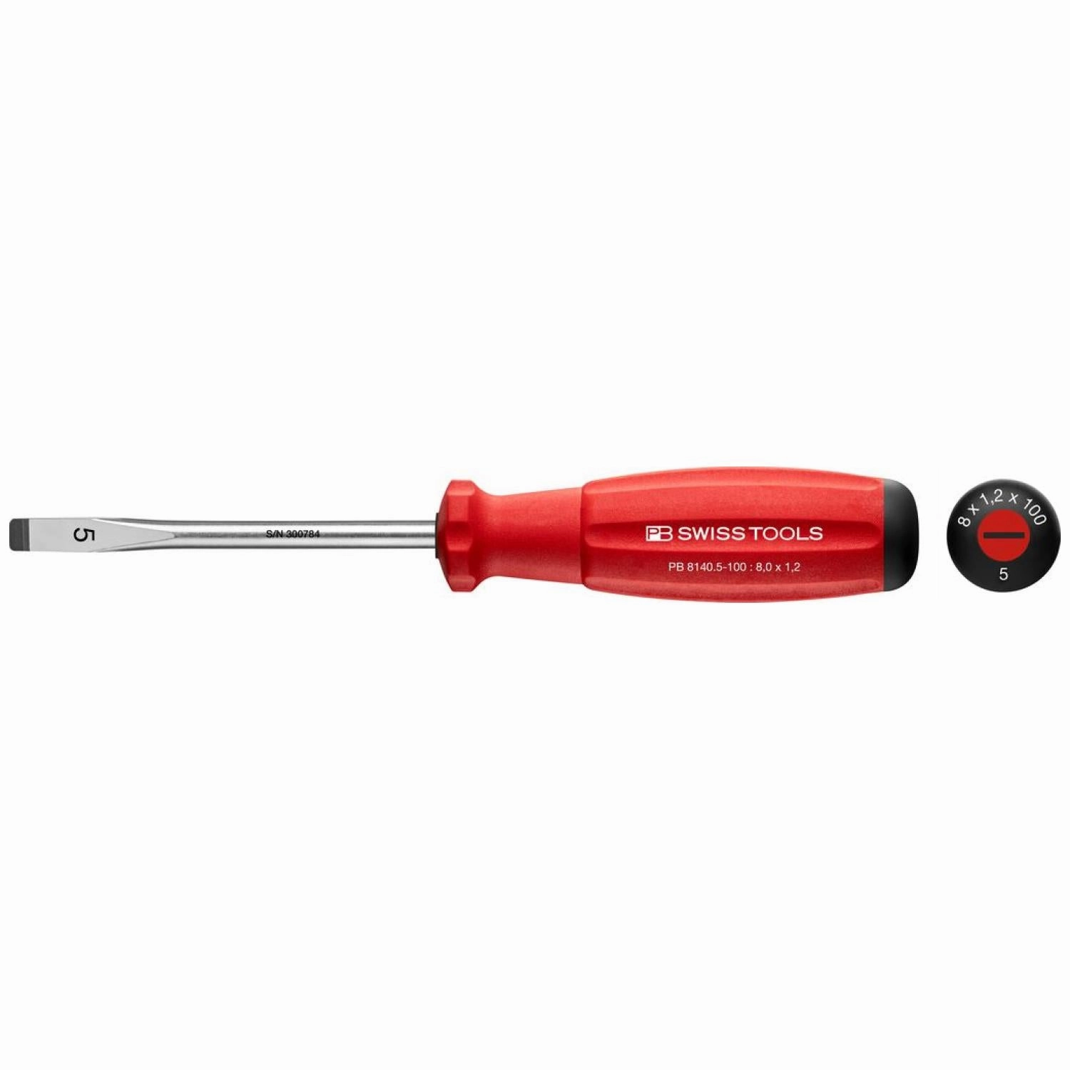 PB Swiss PB 8140.5-100 Screwdriver Slotted with SwissGrip Handle Parallel, L - 210 mm