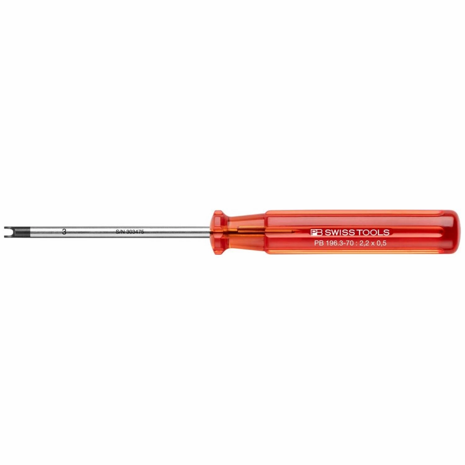 PB Swiss Tools PB 196.3-70 Slotted Nut Classic Screwdrivers, M2 x 70mm