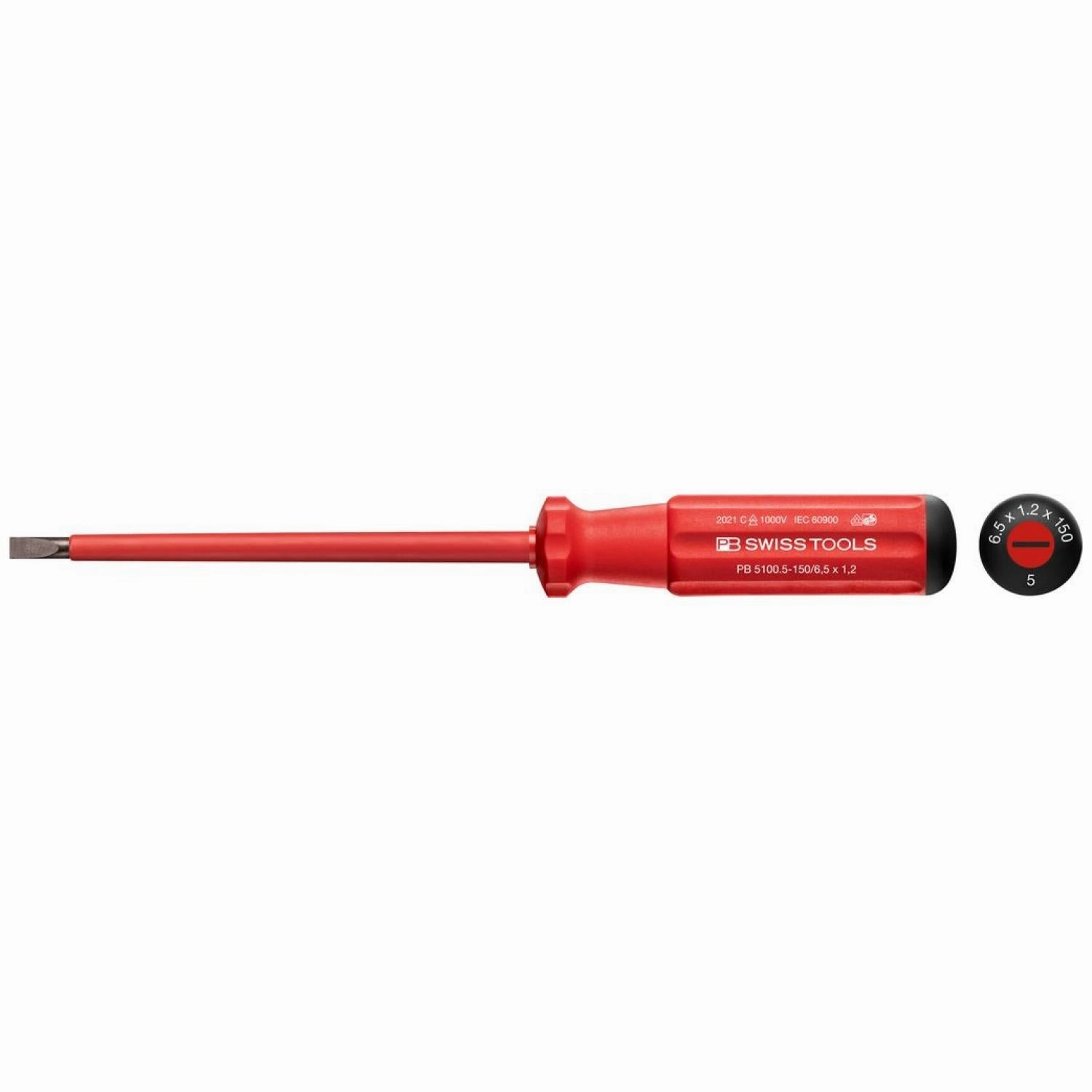 PB Swiss Tools PB 5100.5-150/6,5 Classic VDE Screwdriver, Slotted, Size 5