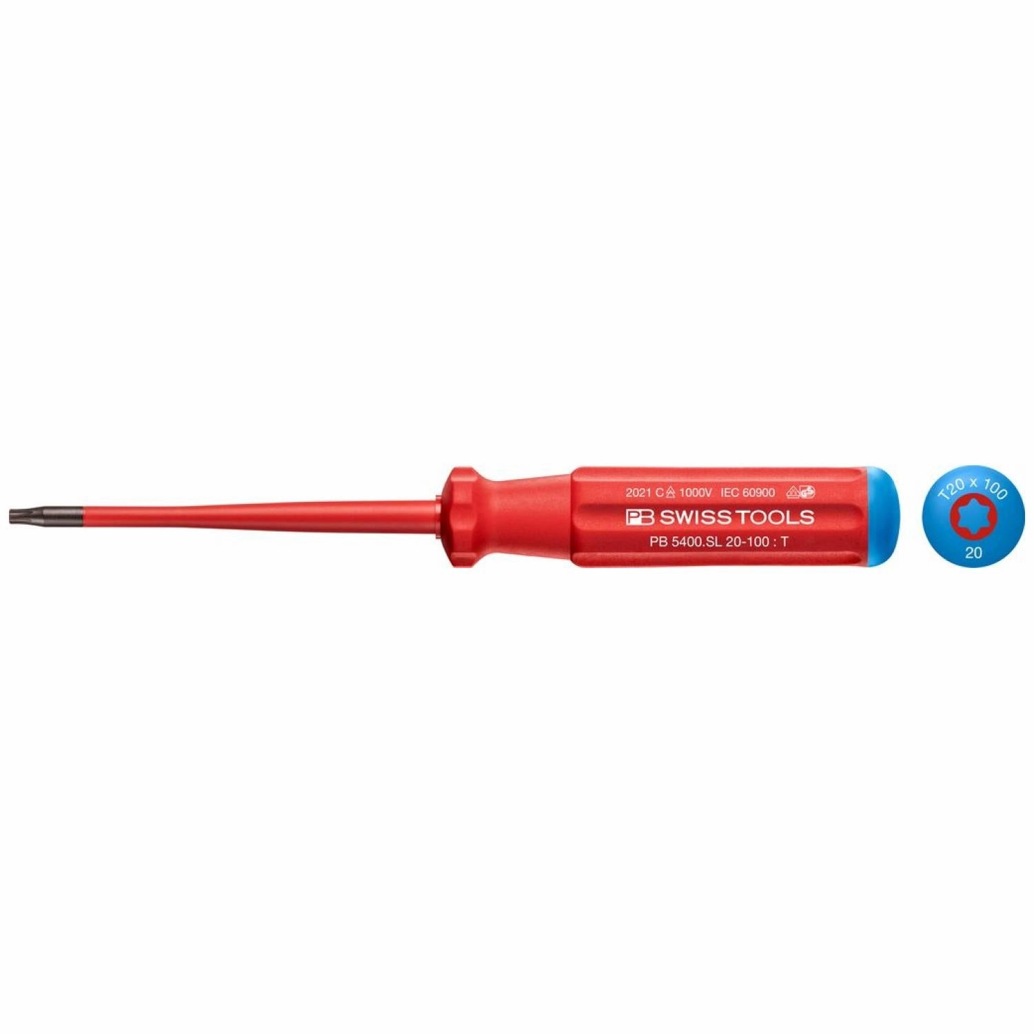 PB Swiss Tools PB 5400.SL 20-100 Classic VDE Insulated Screwdriver T20 Slim,