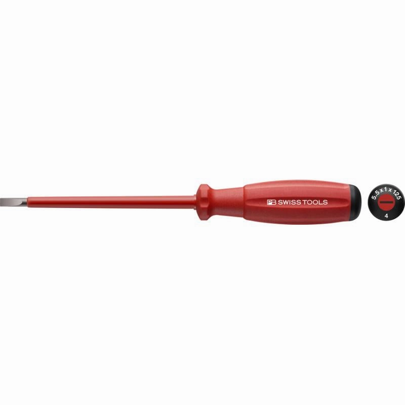 PB Swiss Tools PB 58100.3-100/4 Slotted, SwissGrip VDE Screwdriver, Insulated 4mm x 100mm