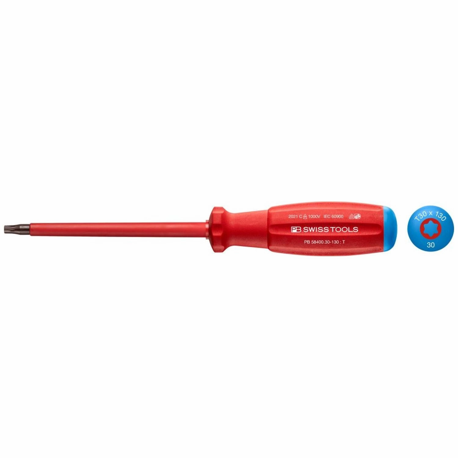 PB Swiss Tools PB 58400.30-130 Torx SwissGrip VDE Screwdriver, T30 x 130mm, Insulated