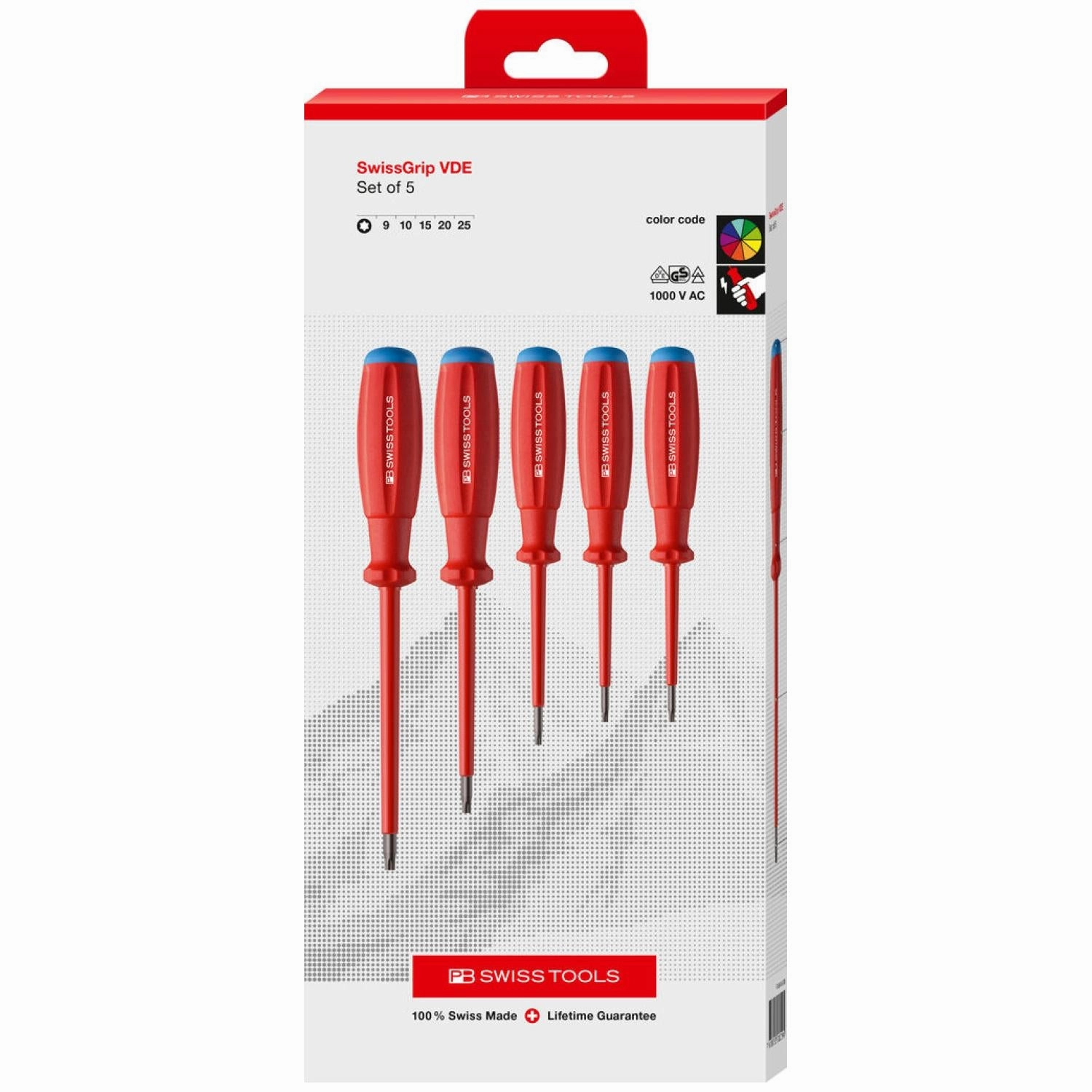 PB Swiss Tools PB 58549 SwissGrip VDE Screwdriver Set, Insulated, 5pcs