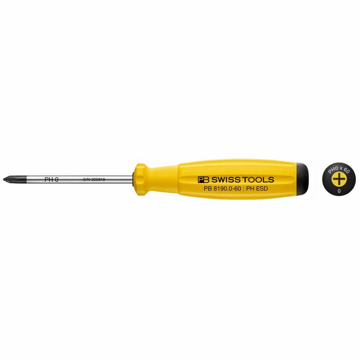 PB Swiss Tools PB 8190.0-60 ESD SwissGrip Screwdriver Phillips ESD - PH0
