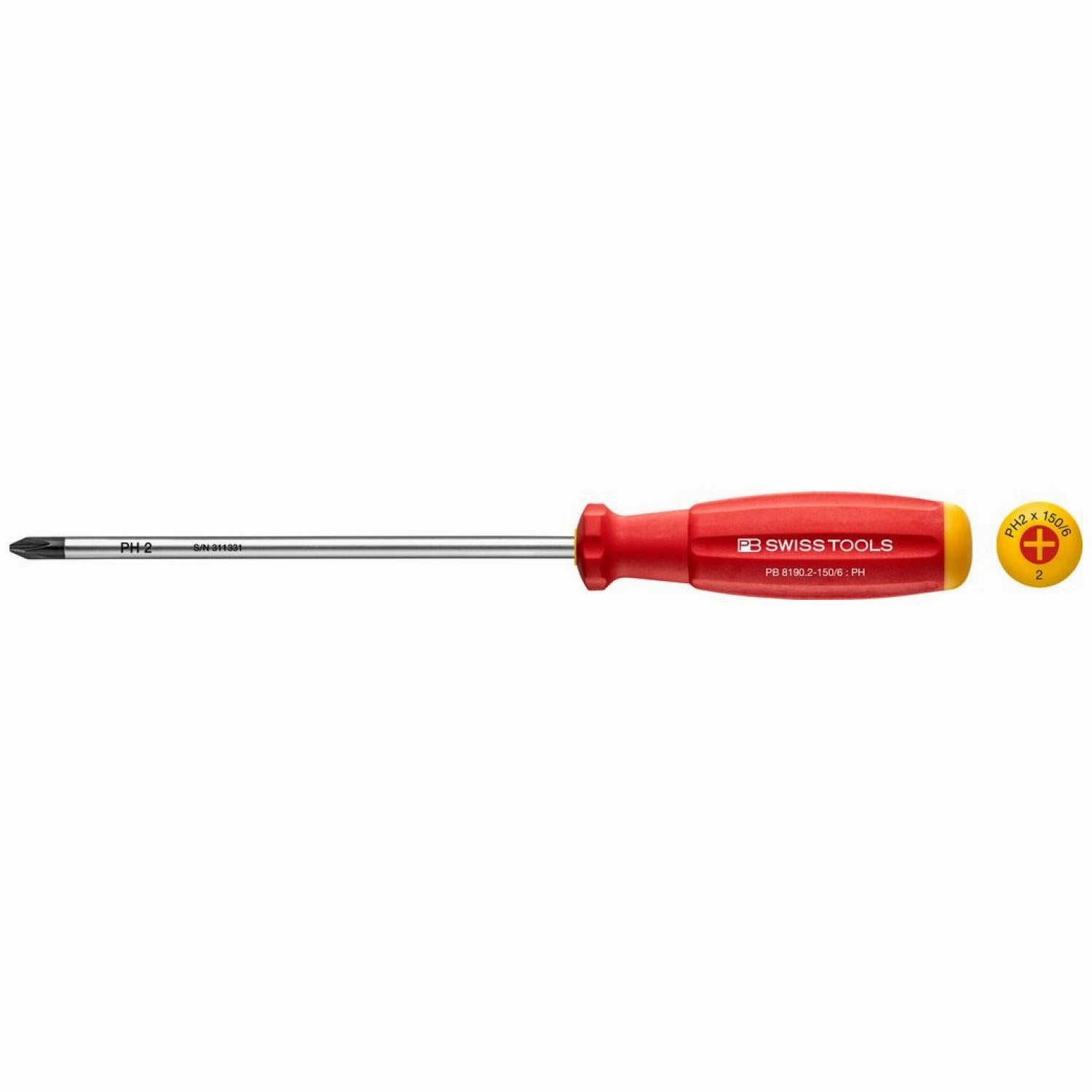 PB Swiss Tools PB 8190.2-150/6 Phillips SwissGrip Screwdrivers, PH2 x 150mm