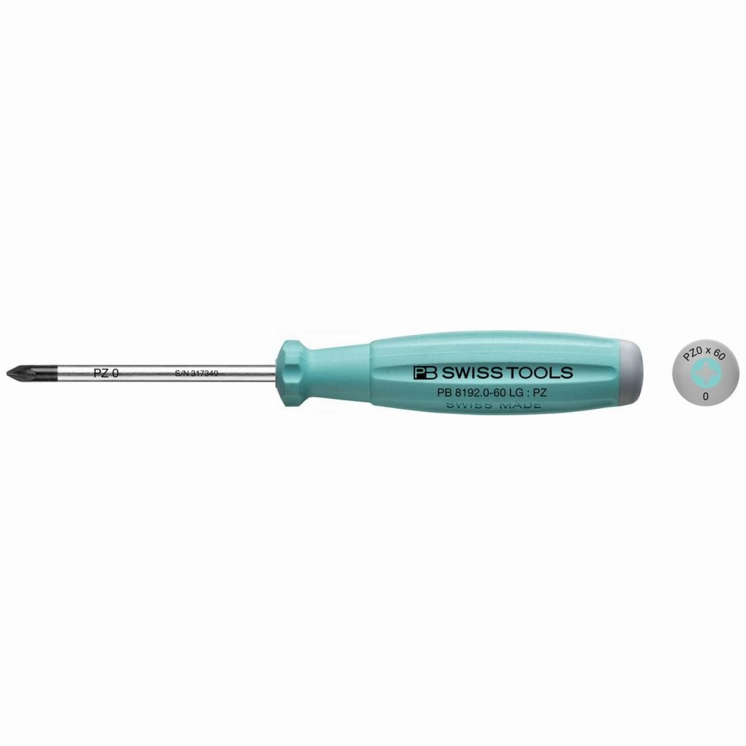 PB Swiss Tools PB 8192.0-60 LG  Pozidriv SwissGrip Screwdrivers, PZ0 x 60mm