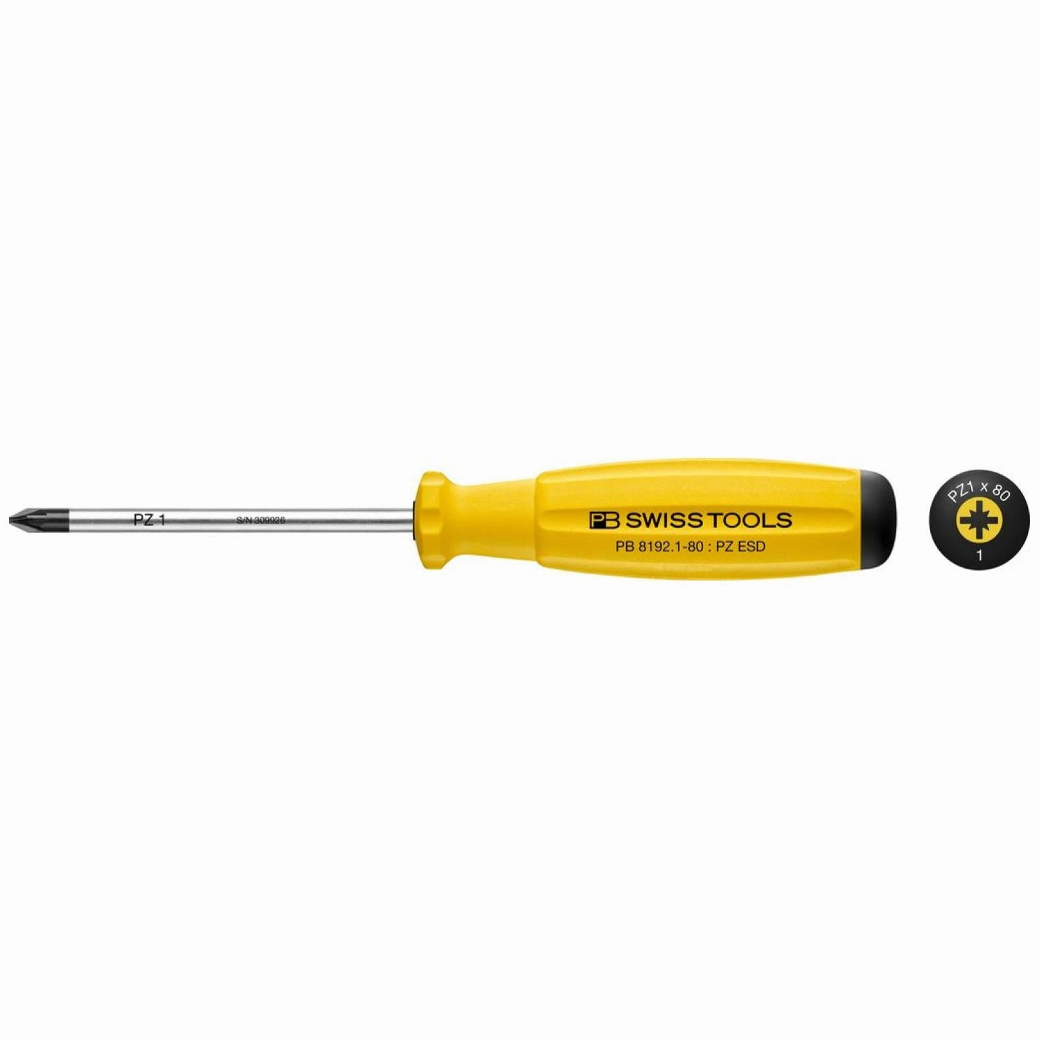 PB Swiss Tools PB 8192.1-80 ESD SwissGrip Screwdriver Pozidriv ESD - PZ1