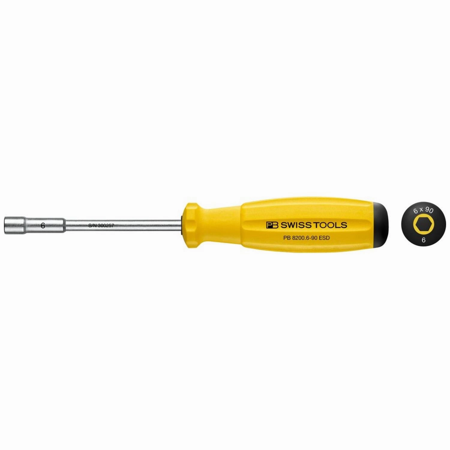 PB Swiss Tools PB 8200.6-90 ESD SwissGrip Socket Screwdrivers Hex ESD - 6 mm