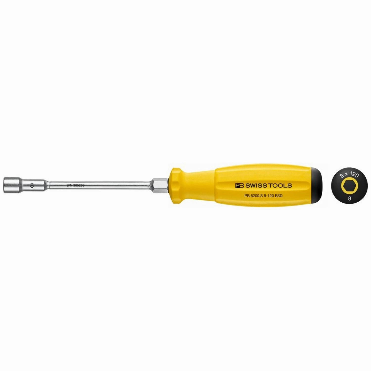 PB Swiss Tools PB 8200.S 8-120 ESD SwissGrip Socket Screwdrivers Hex ESD - 8 mm