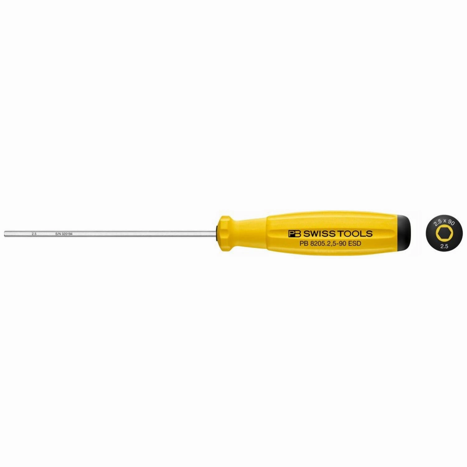 PB Swiss Tools PB 8205.2,5-90 ESD SwissGrip ESD Screwdriver Hex 2.5 mm