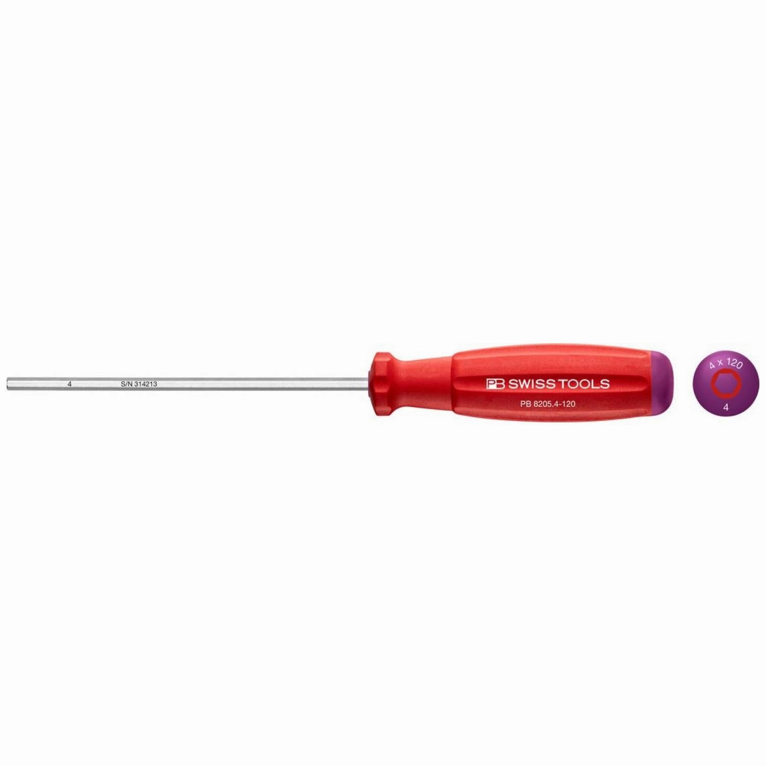 PB Swiss Tools PB 8205.4-120 SwissGrip Screwdrivers, Hex, 4 x 120mm
