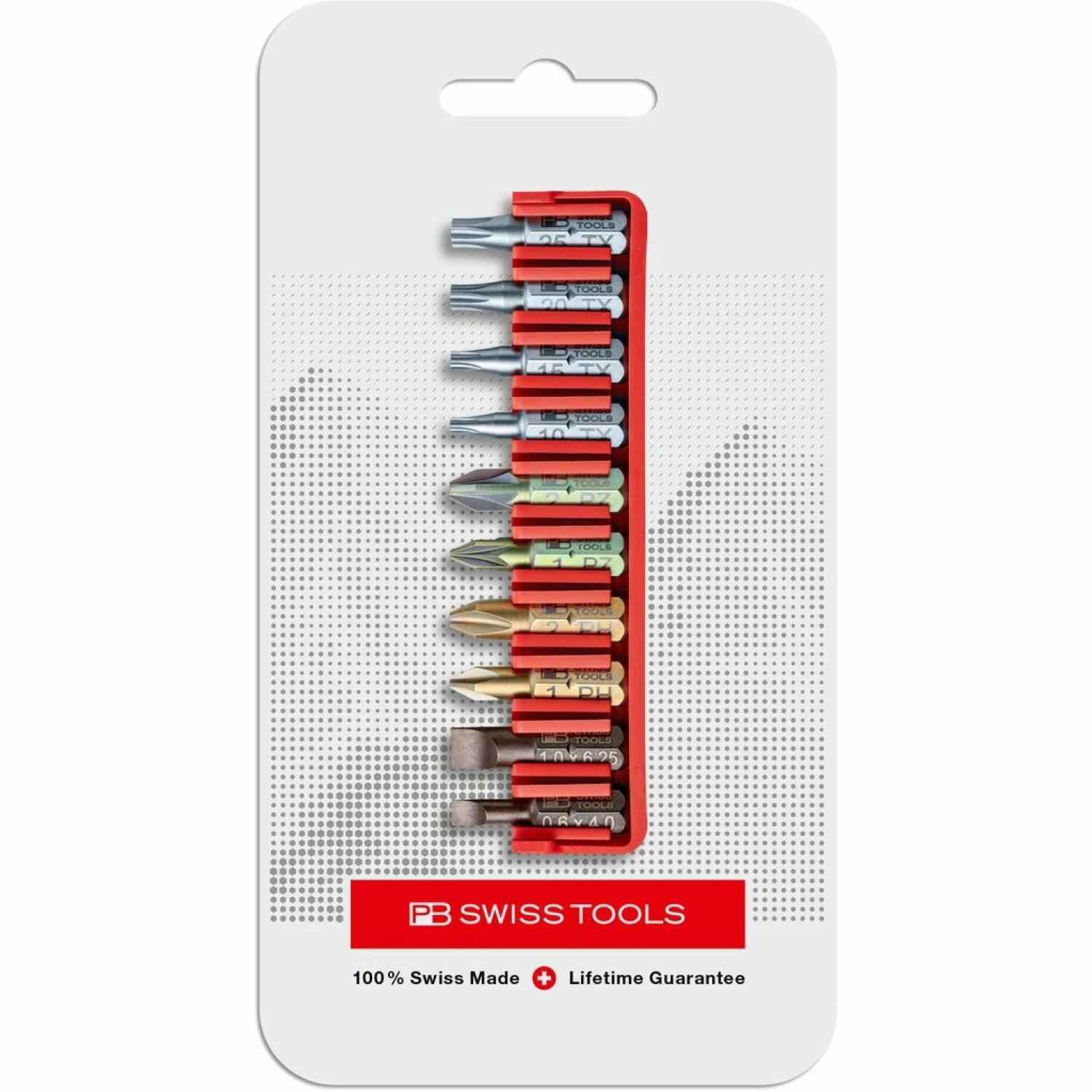 PB Swiss Tools PB C6.702 CN PrecisionBit, Shape C 6.3 (1/4), Set With a Handy BitBlock, 10 Pieces