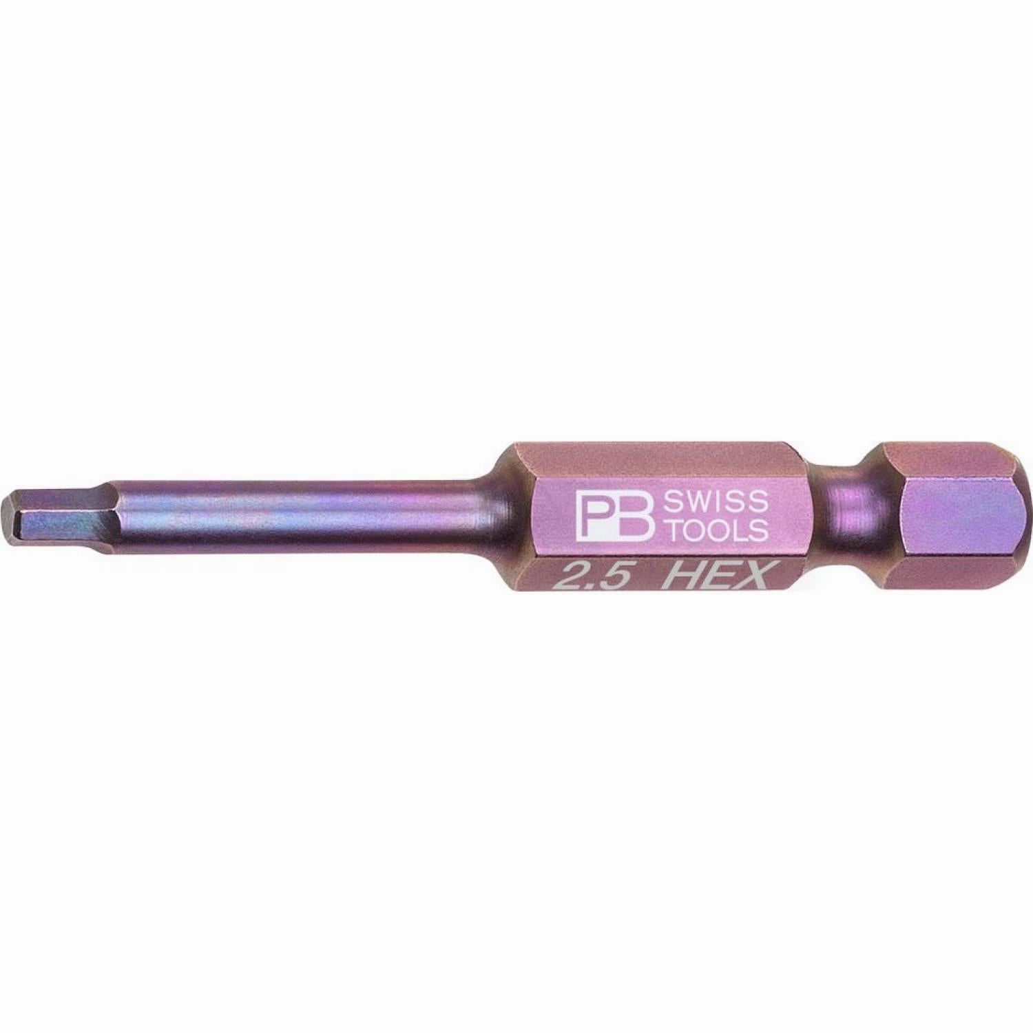 PB Swiss Tools PB E6.210/2,5 PrecisionBit for Hex Screws, Hex, 2.5mm x 50mm
