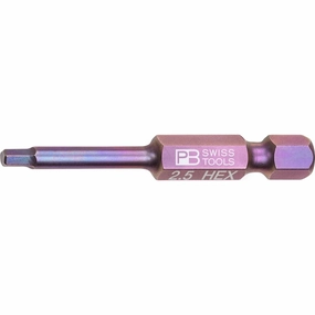PB Swiss Tools PB E6.210/2,5 PrecisionBit for Hex Screws, Hex, 2.5mm x 50mm