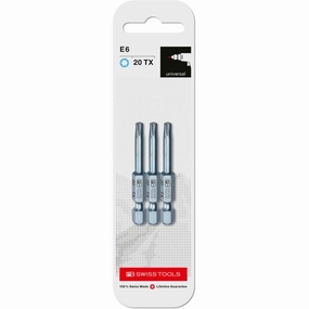 PB Swiss Tools PB E6.400/20 CN3 PrecisionBit, Design E 6.3 TORX , Size 20 , 3 Piece - 1/4 Inch
