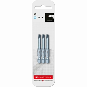 PB Swiss Tools PB E6.400/25 CN3 PrecisionBit, Design E 6.3 TORX , Size 25 , 3 Piece - 1/4 Inch