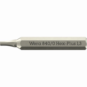 Wera 840/0 Hex-Plus Micro Bits for Hexagonal Socket Head Screws, 1.3 x 30 mm