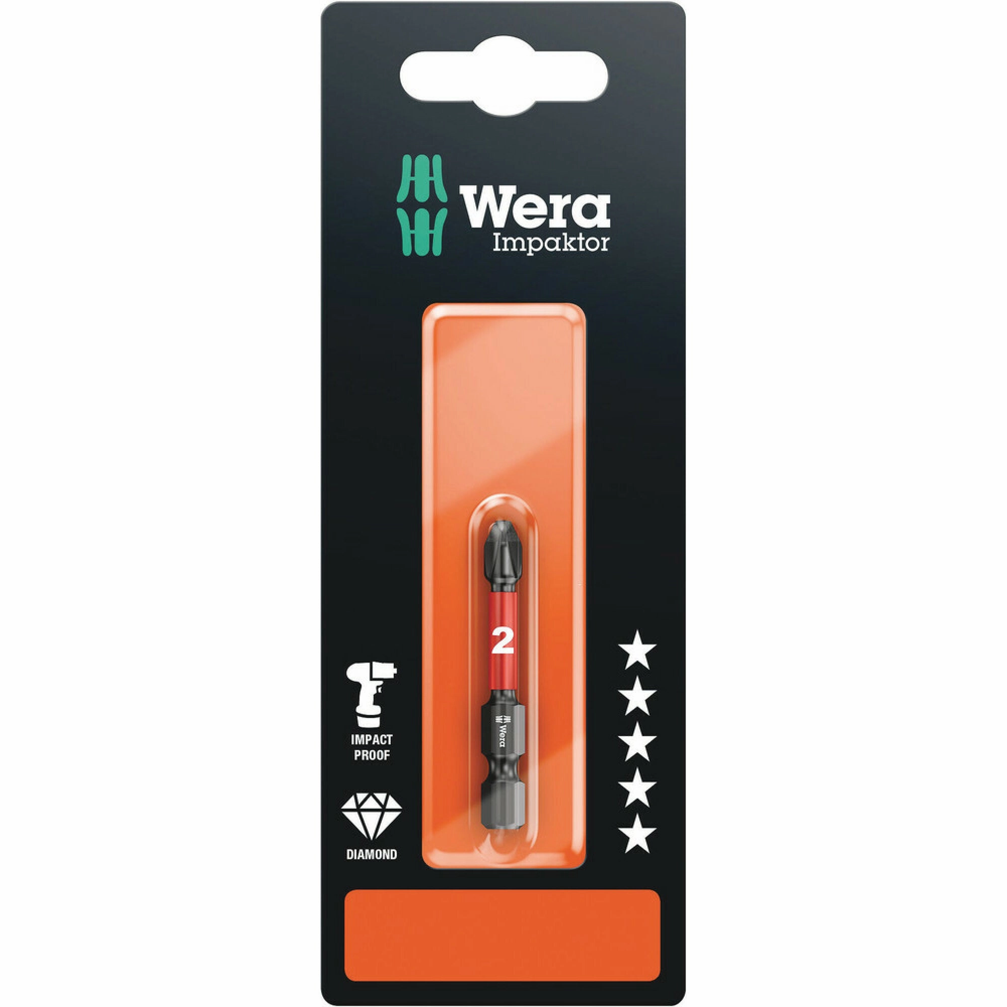 Wera 851/4 IMP DC SB Impaktor bits, PH 2 x 50 mm