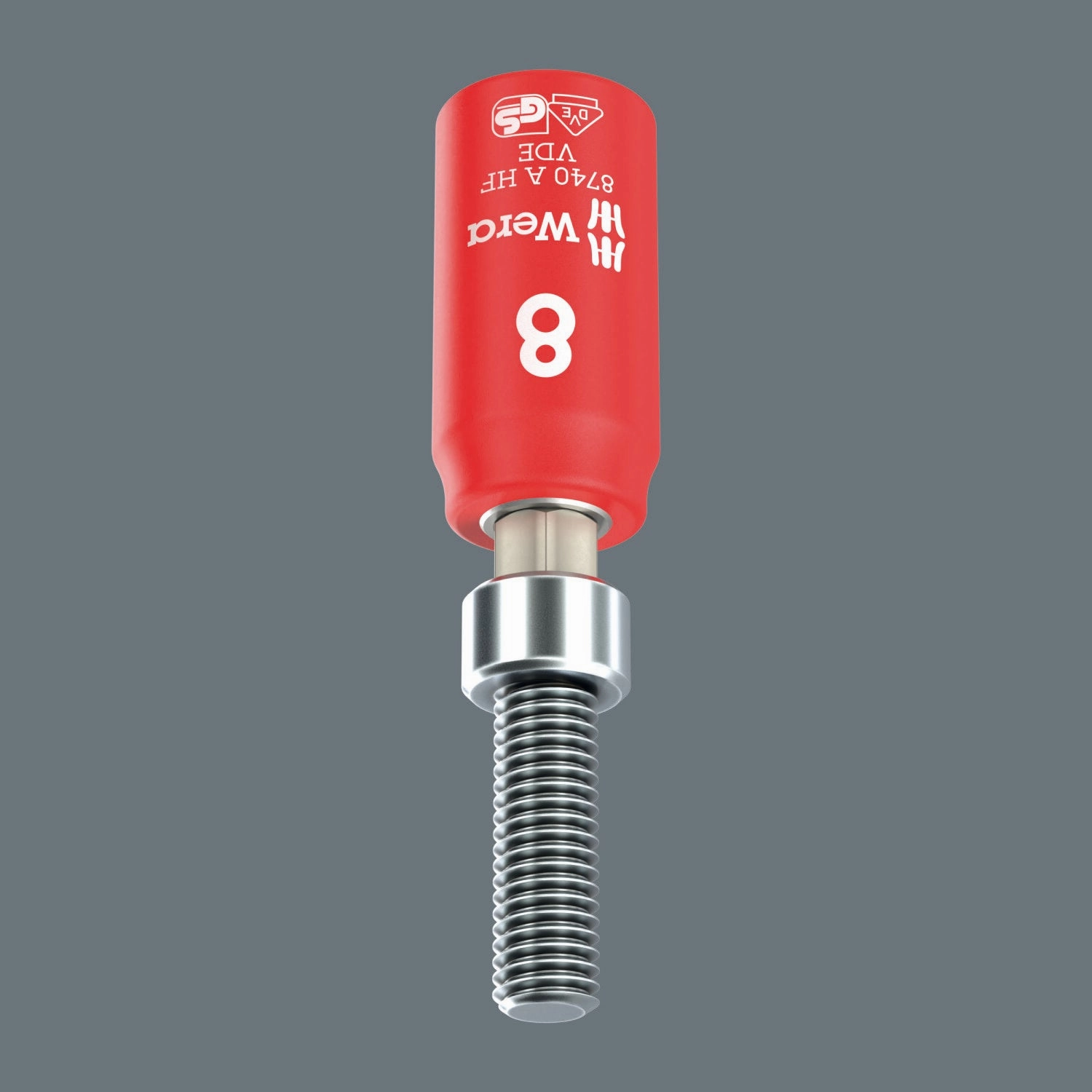 Wera 8740 A VDE HF Zyklop Bit Socket, Insulated, 1/4" Drive, with Holding Function for Hexagonal Socket Screws, 5 x 45 mm
