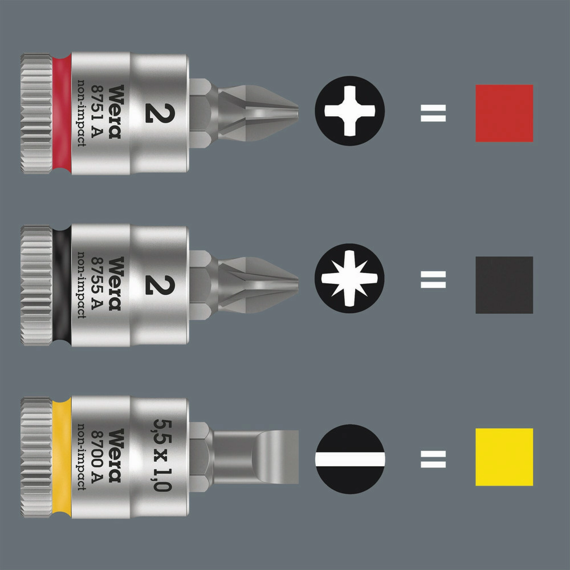 Wera 8755 A Pozidriv Zyklop bit socket, 1/4" drive, PZ 3 x 28 mm