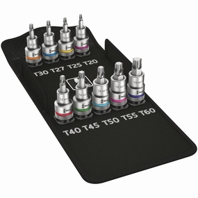 Wera 8767 C TORX HF 1 Zyklop bit socket set with 1/2" drive, with holding function, 9 pieces