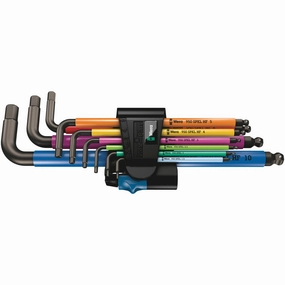 Wera 950/9 Hex-Plus Multicolour HF 1 L-key set, metric, BlackLaser, with holding function, 9 pieces
