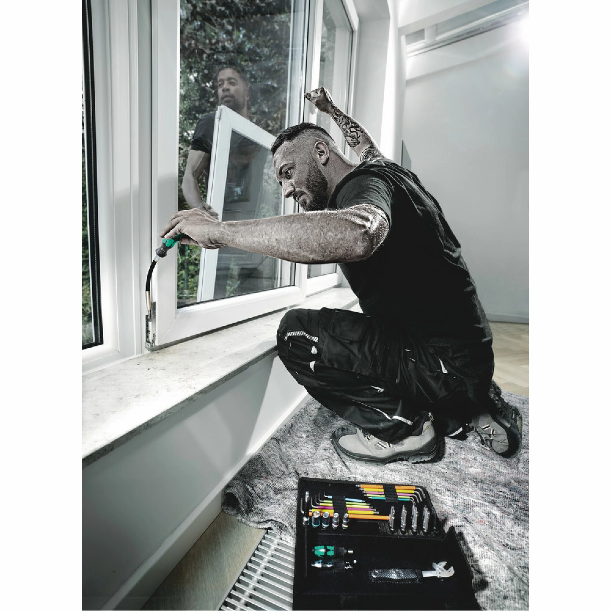 Wera Kraftform Kompakt F 1 screwdriving tool set for window installation, 36 pieces
