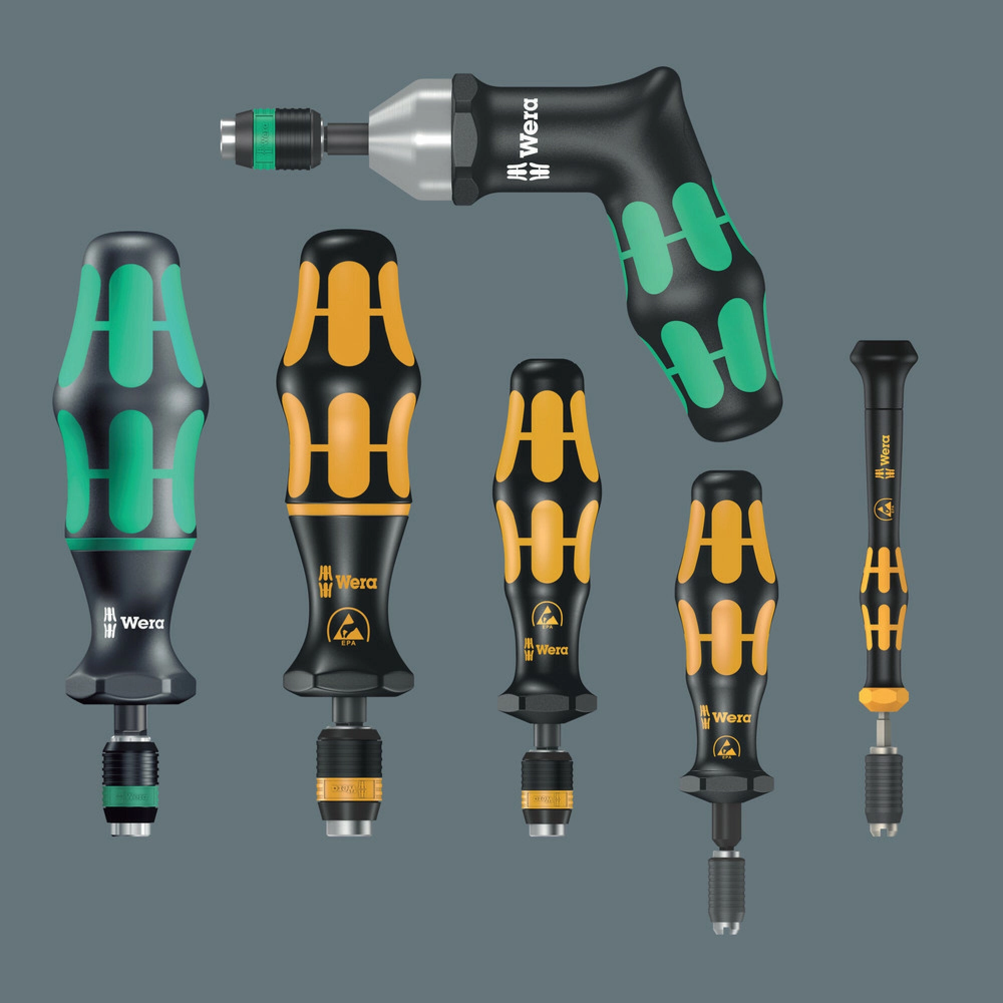 Wera Serie 7400 ESD Kraftform pre-set adjustable torque screwdrivers (0.1-1.0 Nm) with quick-release chuck, 7455 ESD x 0.1 Nm x 0.1-0.34 Nm