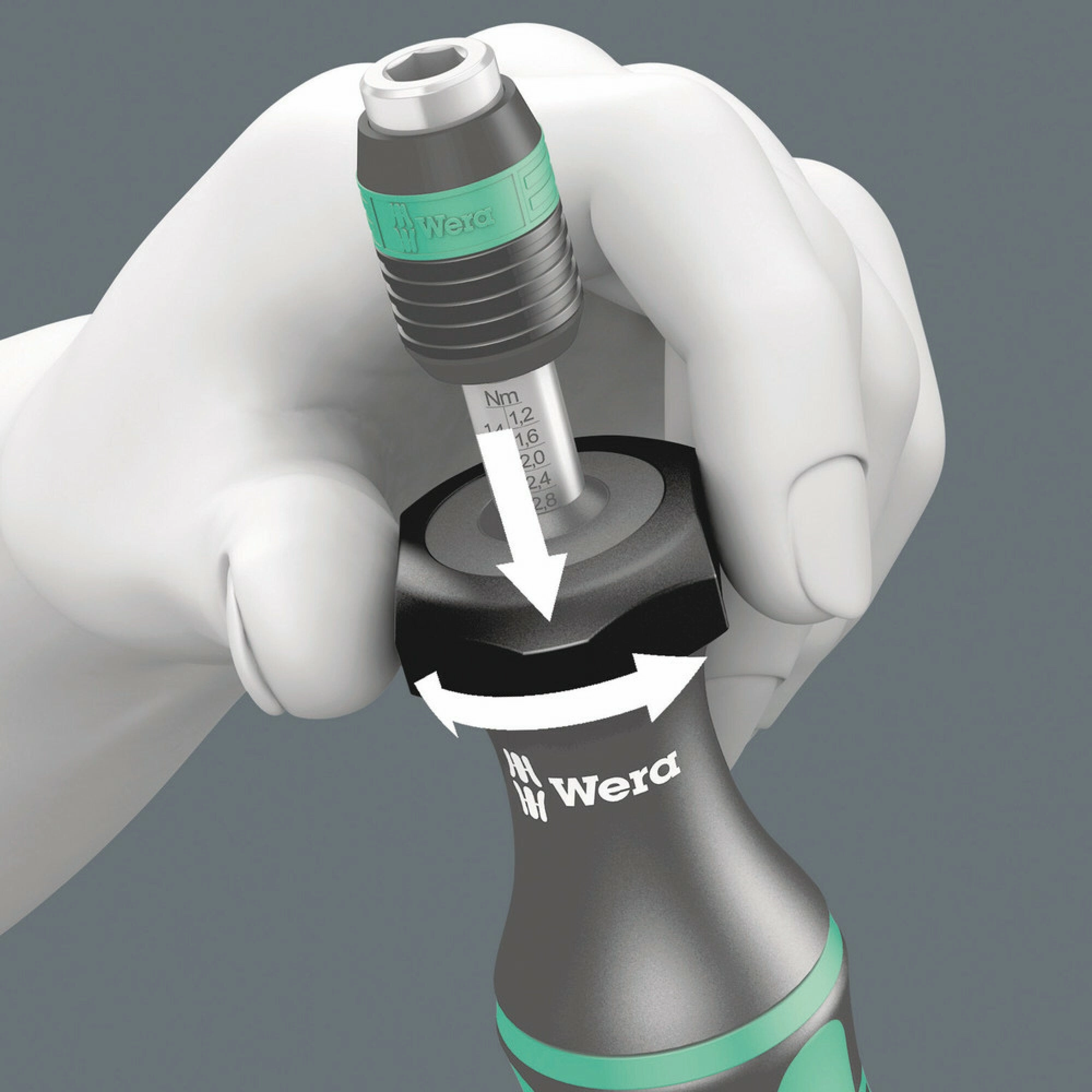 Wera Series 7400 Kraftform adjustable torque screwdrivers (2.5-29.0 in. lbs.) with Rapidaptor quick-release chuck, 7446 x 11-29 in. lbs.