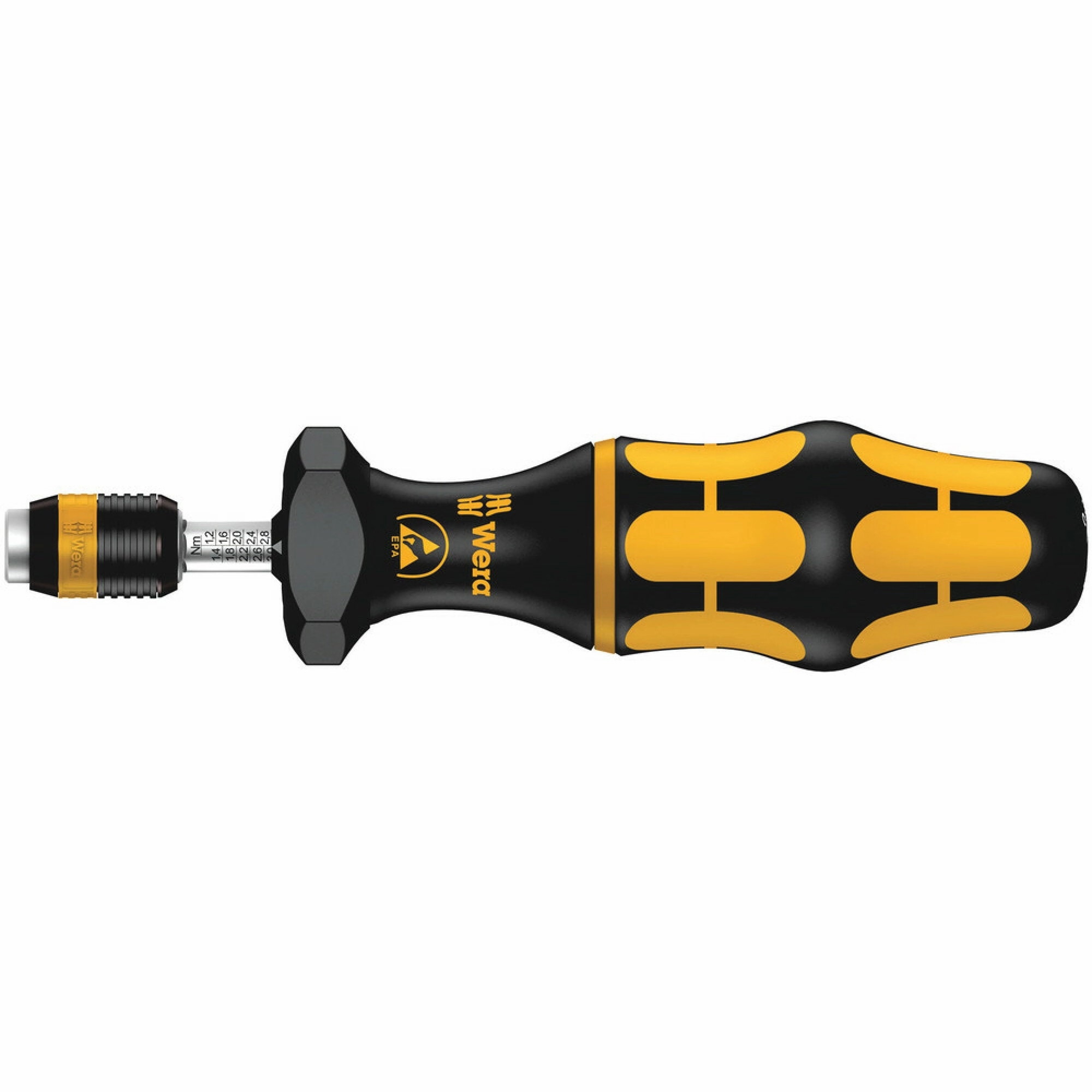 Wera Series 7400 Kraftform ESD adjustable torque screwdrivers (0.1-3.0 Nm) with Rapidaptor quick-release chuck, 7430 ESD x 0.10-0.34 Nm