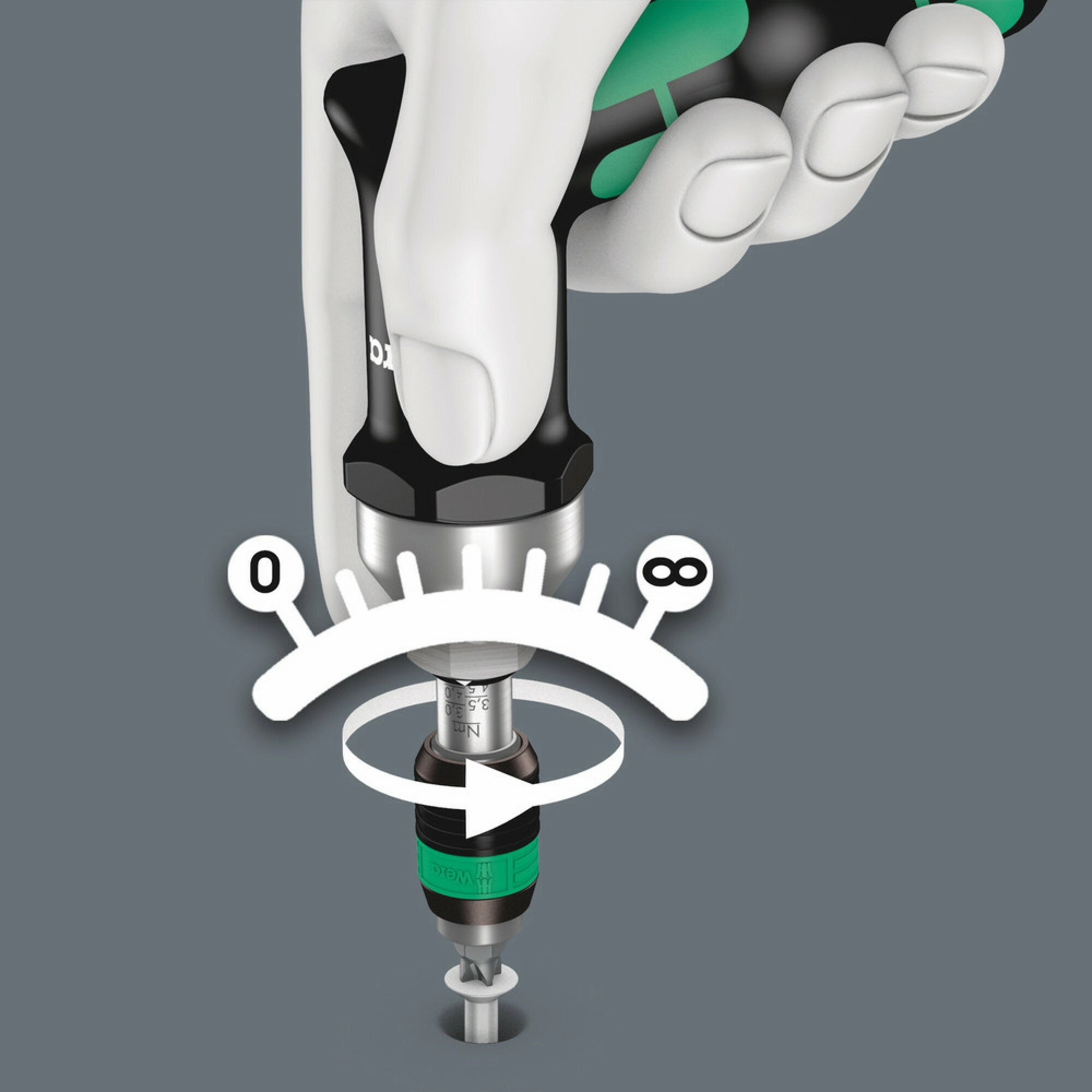Wera Series 7400 Kraftform pistol handle, adjustable torque screwdrivers (3.0-8.8 Nm) with Rapidaptor quick-release chuck, 7442 x 3.0-6.0 Nm