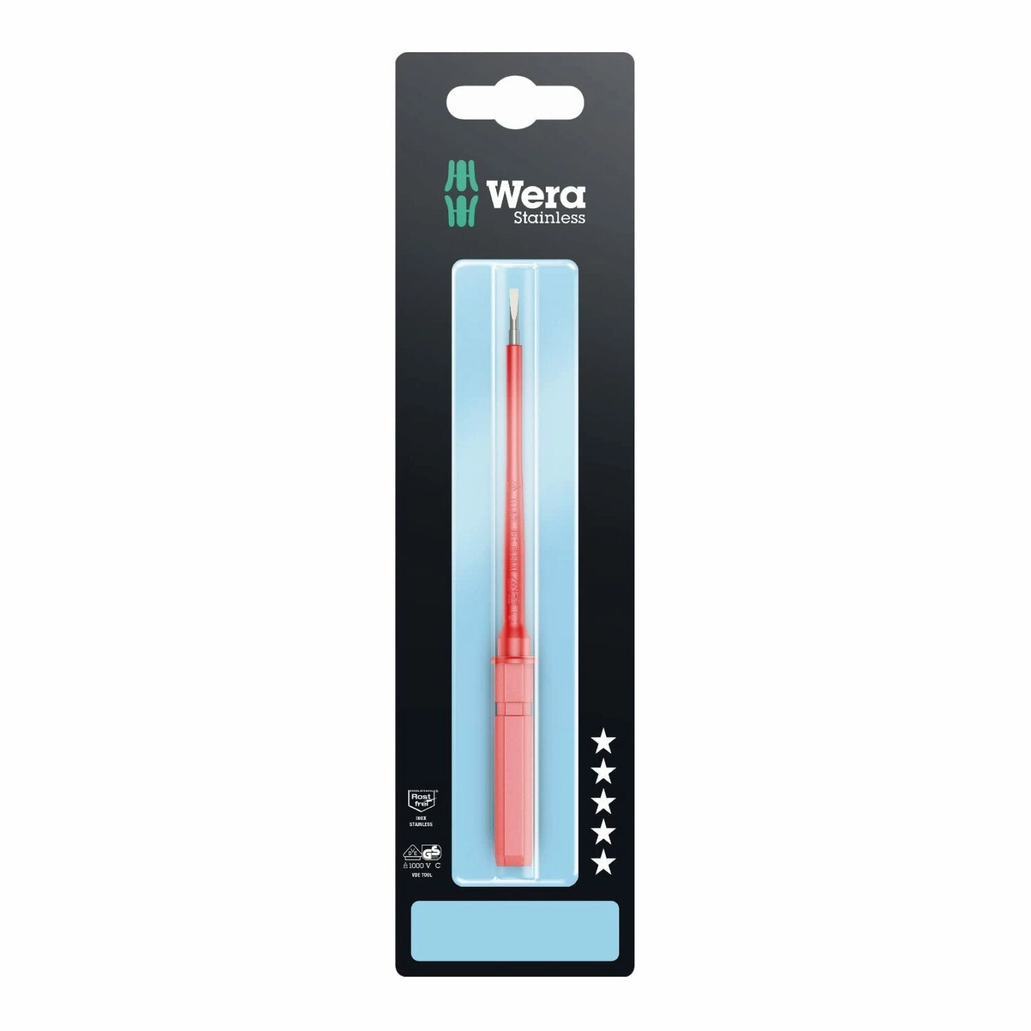 Wera Tools 05033600001 Kraftform Kompakt VDE 3060 Insulated Screwdriver Blade, Stainless