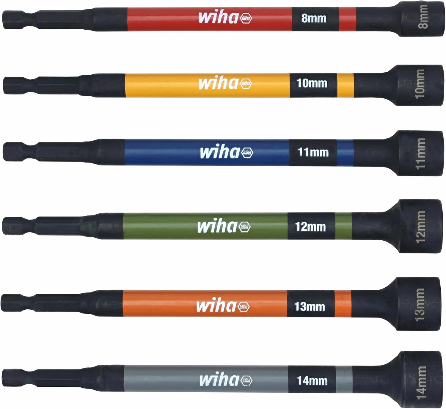 Wiha 94400 12 Piece Color Coded Magnetic Nut Setter SAE-Metric Set in Roll-up Pouch