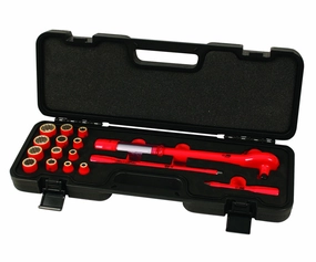 Wiha Tools 30190 Insulated Drive Ratcheting Torque Wrench Inch Socket Set, 3/8", 16 Pc.