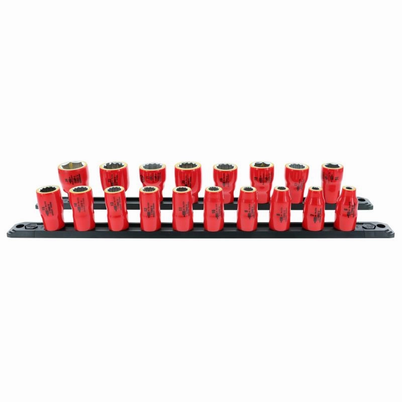 Wiha Tools 31593 18 Piece Insulated Socket Set 3/8" Drive - Metric
