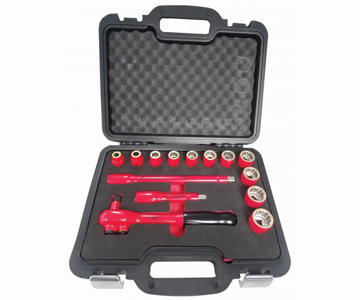 Wiha Tools 31694 Insulated 1/2" Drive Socket 14 Piece Set Metric