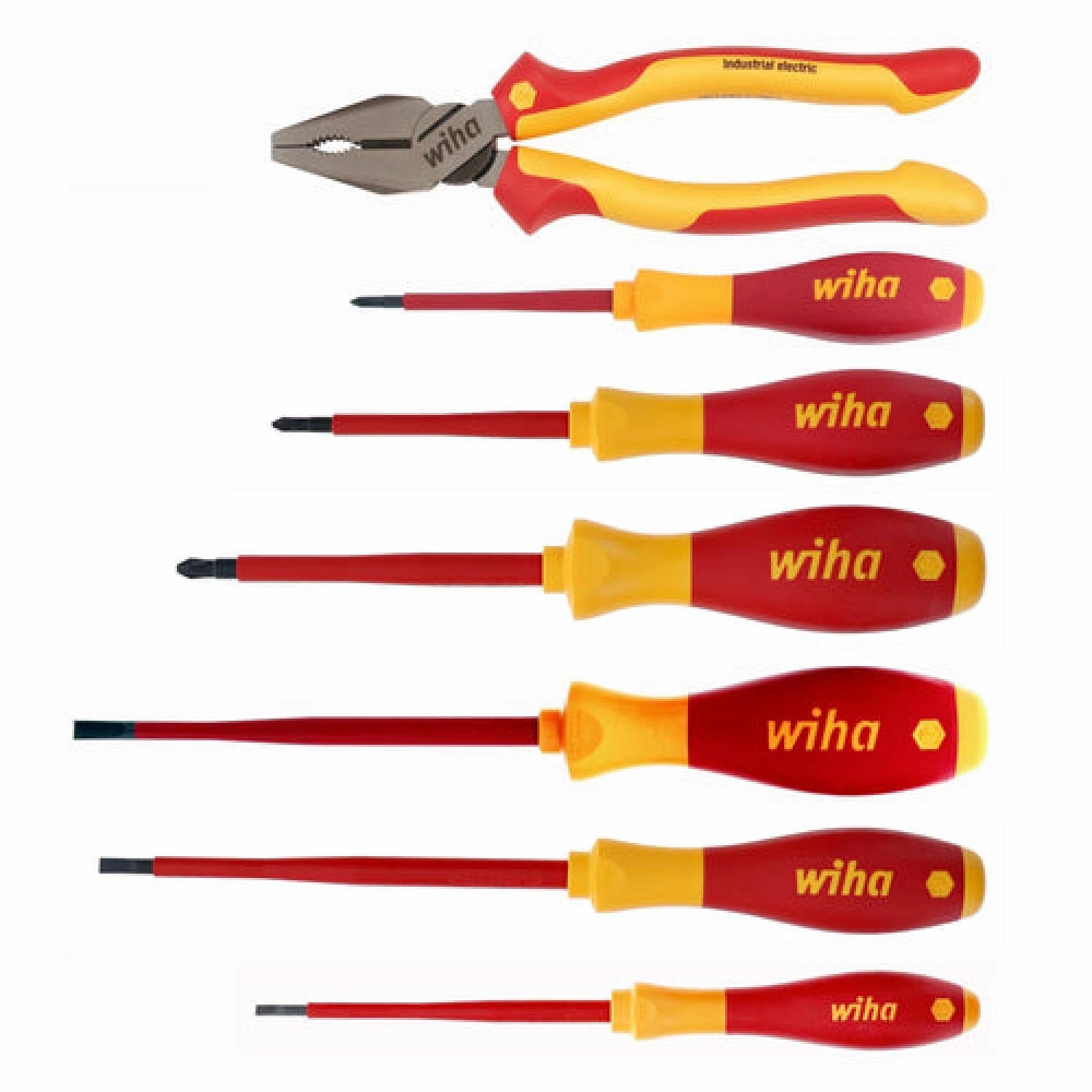 Wiha Tools 32858 7 Piece Insulated Lineman's Pliers and Screwdriver Set
