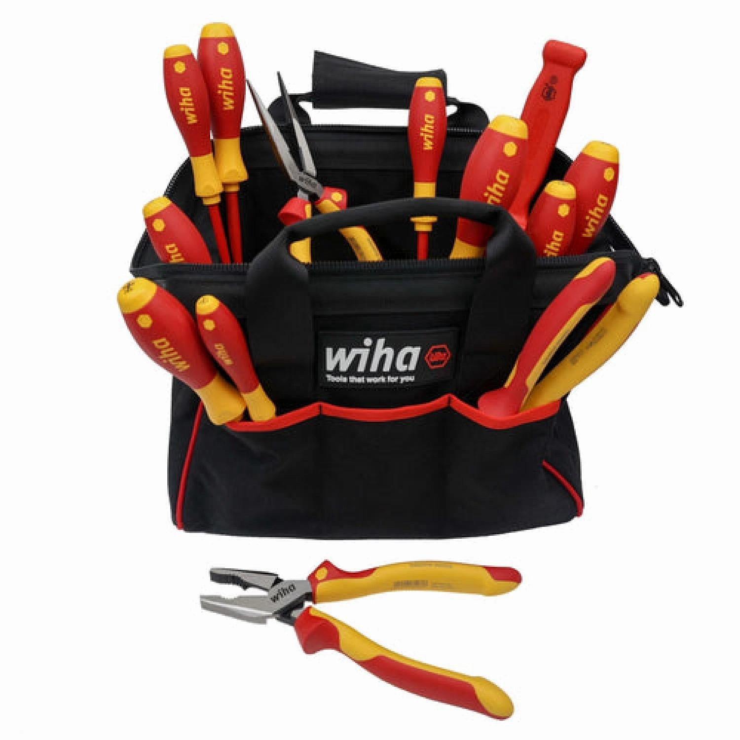 Wiha Tools 32878 14 Piece Master Electrician's Insulated Tool Set in Canvas Tool Bag