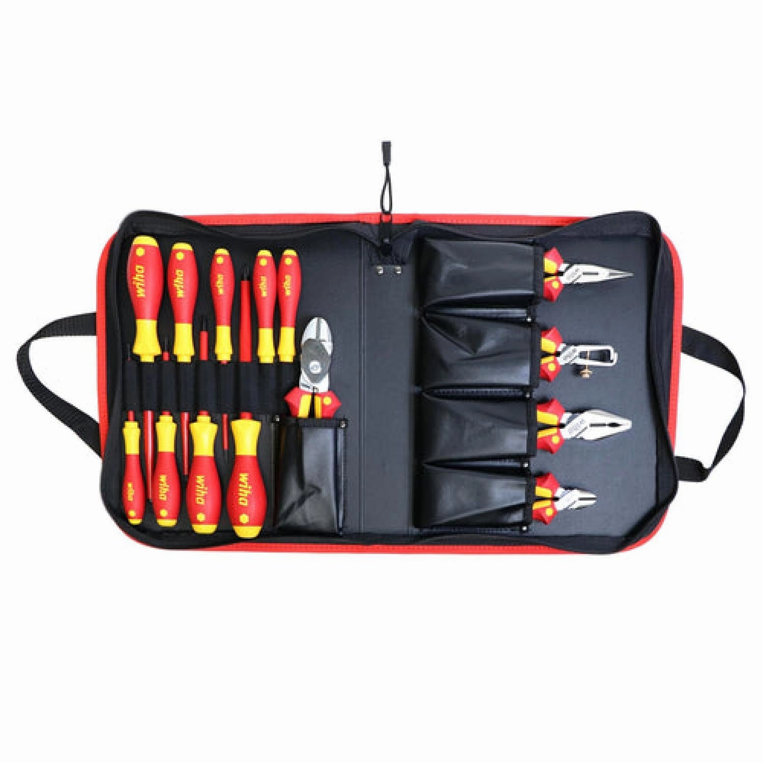 Wiha Tools 32895 Insulated Pliers/Cutters/Driver/Nut Driver Zipper Case Set, 14 Piece