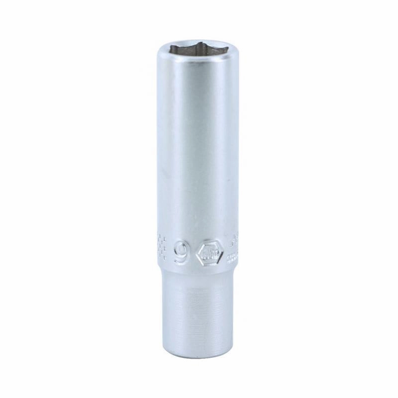 Wiha Tools 33346 1/4" Dr. Deep Socket Inch, 6 Pt, 9.0mm