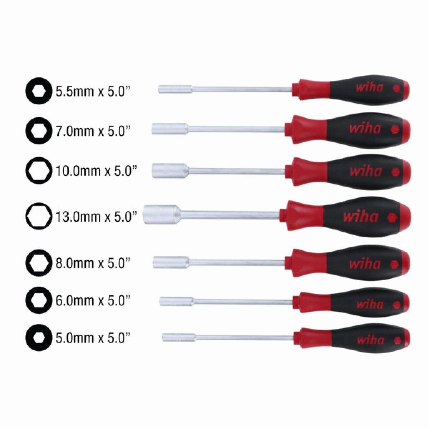Wiha Tools 34194 7 Piece SoftFinish Nut Driver Set - Metric
