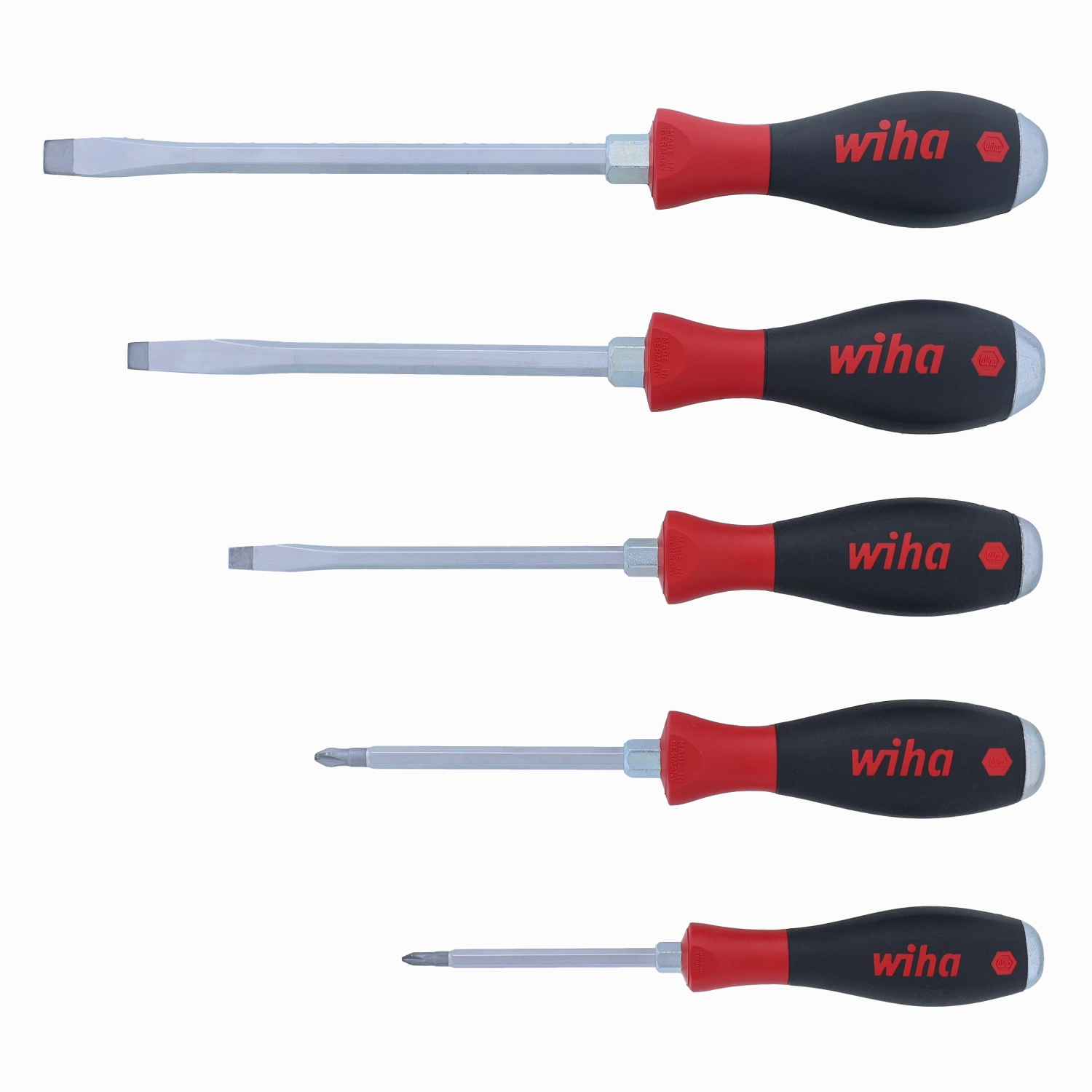 Wiha Tools 53095 SoftFinish X Heavy Duty Slotted and Phillips Screwdriver Set, 5 Pc.