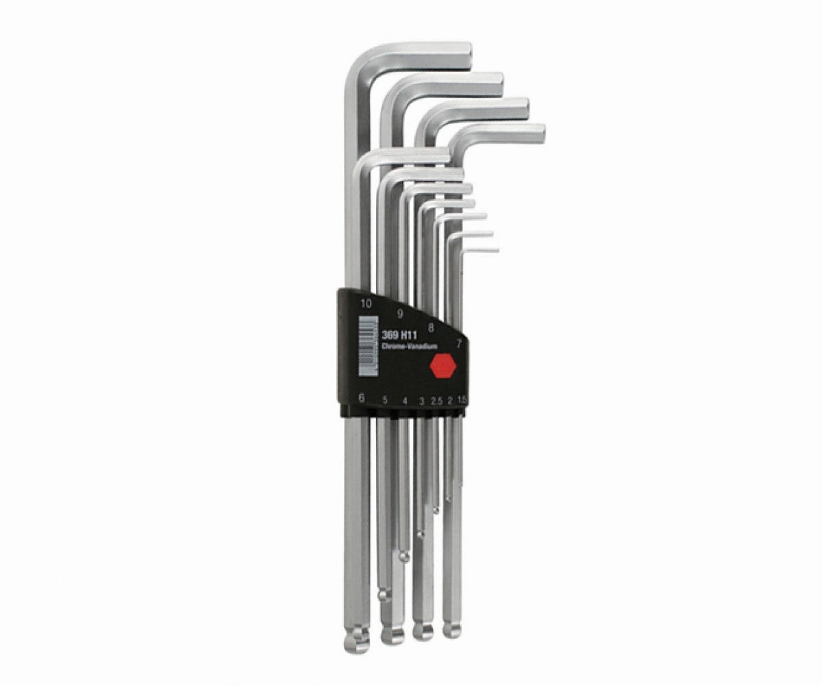 Wiha Tools 66998 Ball End Chrome Metric Hex L - Key Set, 11 Pc.