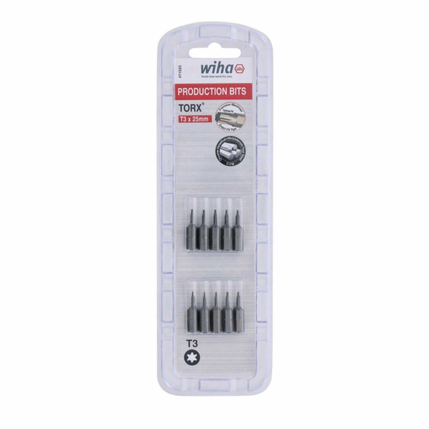 Wiha Tools 71523 T3 x 38mm TORX Insert Bit, 10 Pack