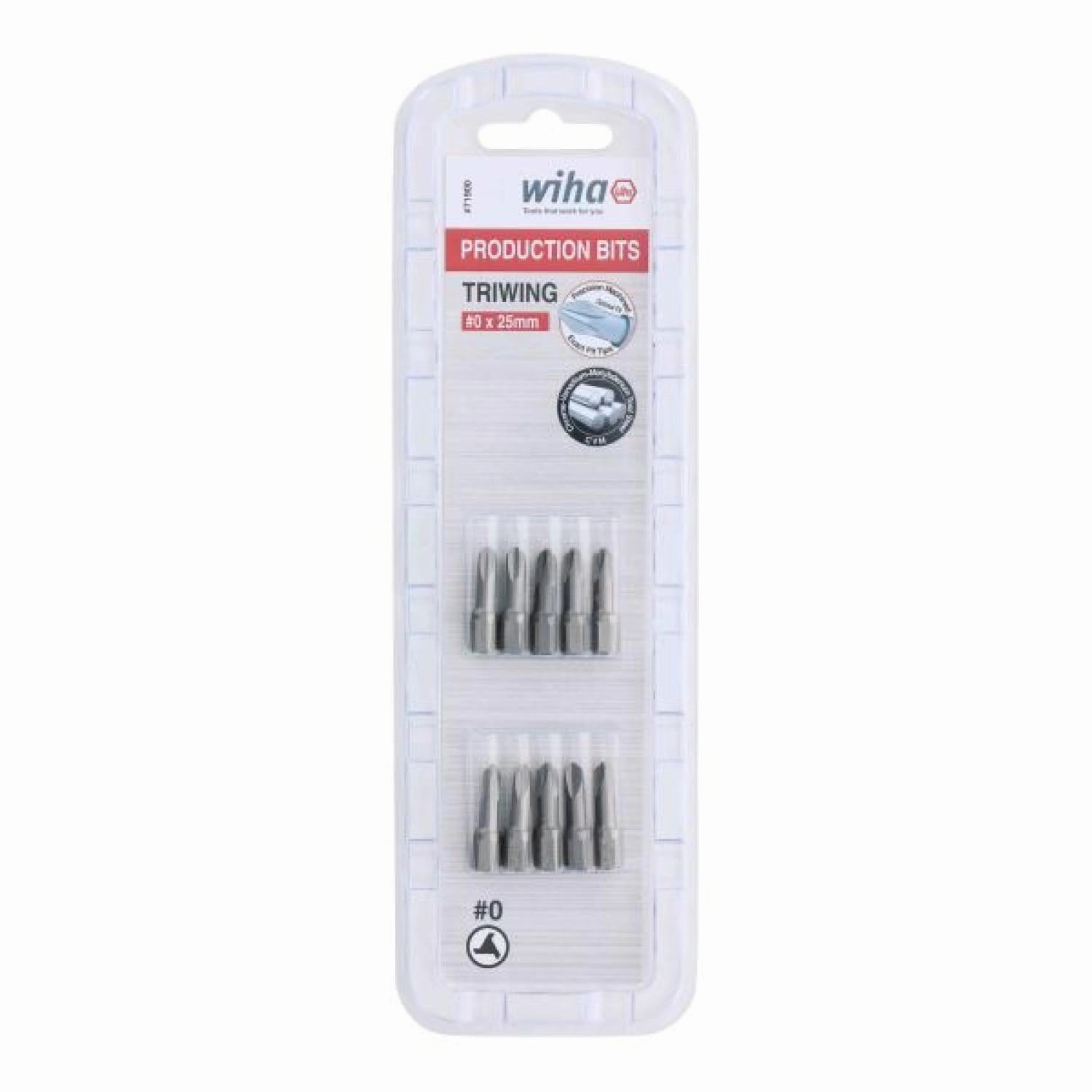 Wiha Tools 71900 Tri-Wing Insert Bit, #0 x 25 mm, 10 Pk.