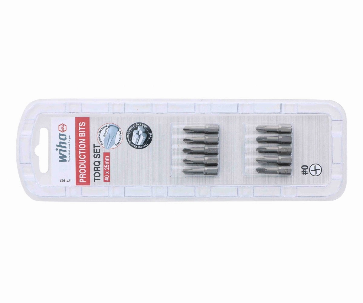 Wiha Tools 71921 Torq-Set Insert Bit, #0 x 25 mm, 10 Pk.