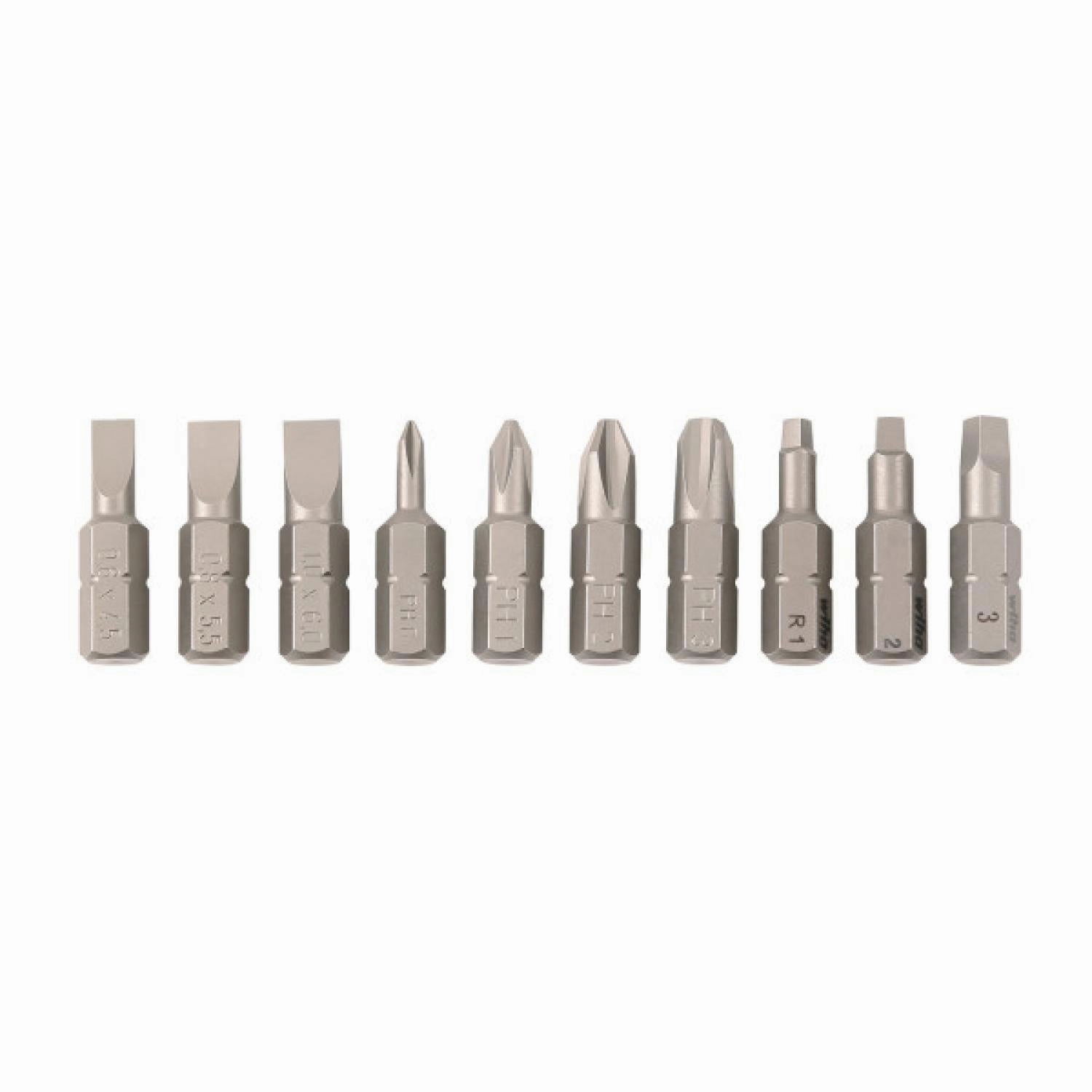 Wiha Tools 72593 Slotted, Phillips, Square Insert Bit Set, 10 Pc.